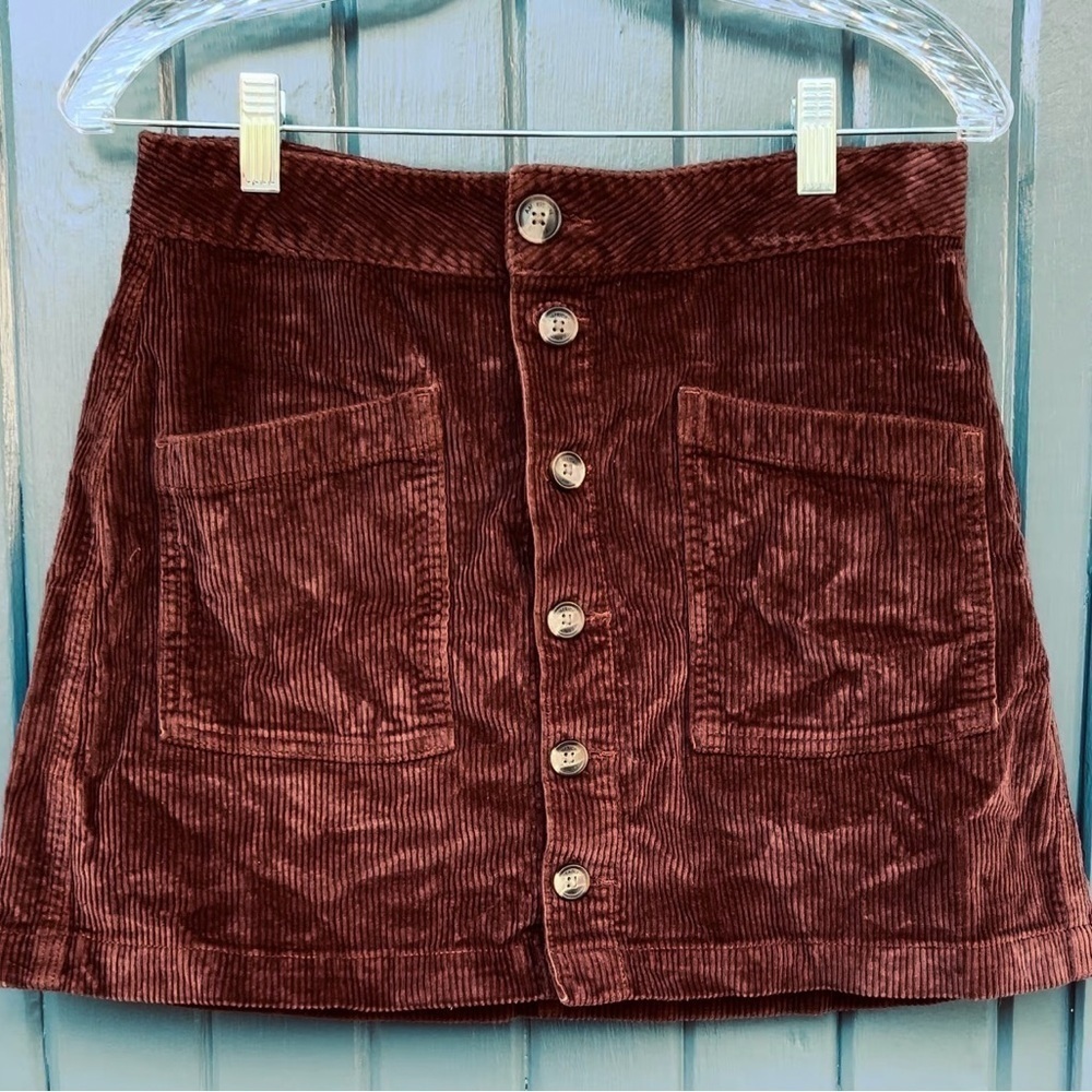 American Eagle Brown Corduroy high-rise Skirt Women Size 8 - Picture 3 of 8